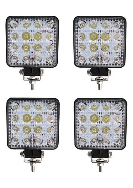 Arsvision 16 LED Kare (4 Adet) Off Road Iş Makinası Çalışma Lambası Sis Farı