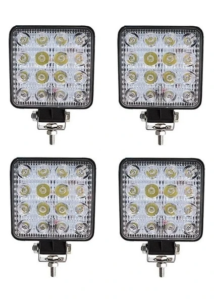 Arsvision 16 LED Kare (4 Adet) Off Road Iş Makinası Çalışma Lambası Sis Farı