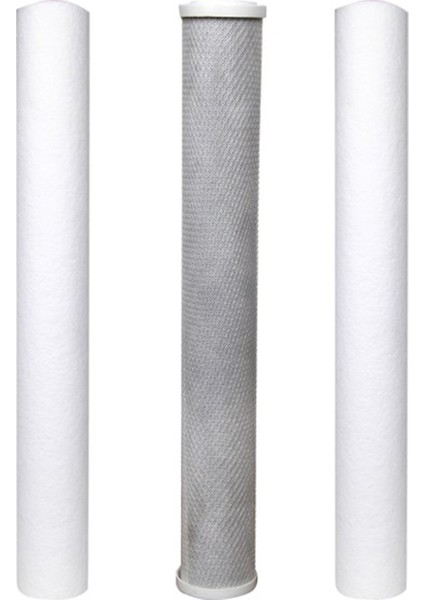 Su Arıtma 20 Inch 5 Micron Tortu + B. Aktif Karbon + Tortu Filtre