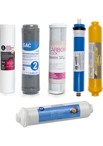 Su Arıtma Cihazı Açık Kasa Çift Karbonlu 6'lı Filtre Seti Vontron Membranlı