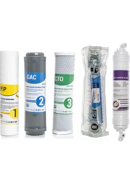 Su Arıtma Cihazı Çift Karbonlu Açık Kasa 5'li Filtre Seti, Lg Membranlı