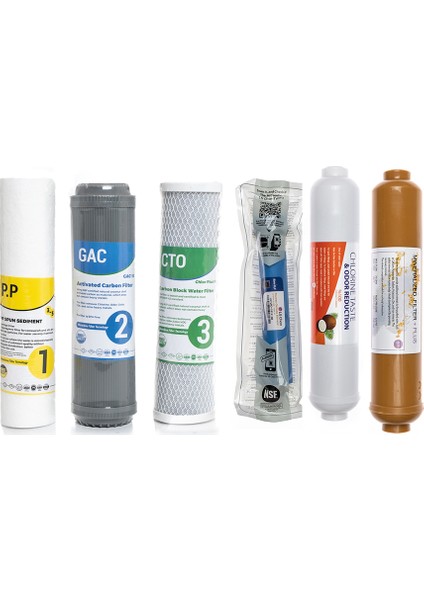 Su Arıtma Cihazı Çift Karbonlu Açık Kasa 6'lı Filtre Seti, Lg Membranlı