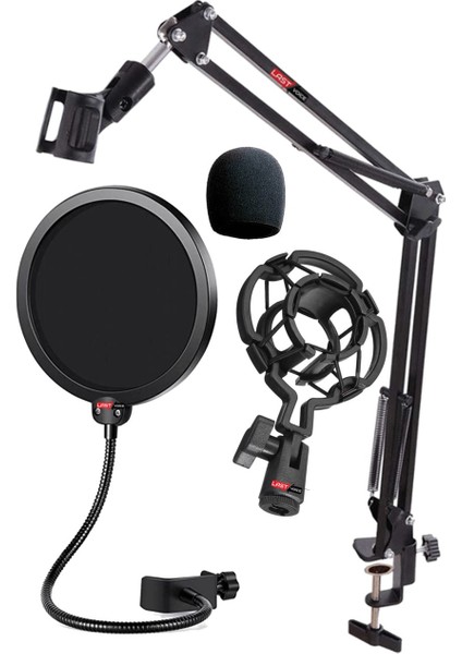 Nb39PSMX Mikrofon Standı Shock Mount Pop Filter Sünger Seti 