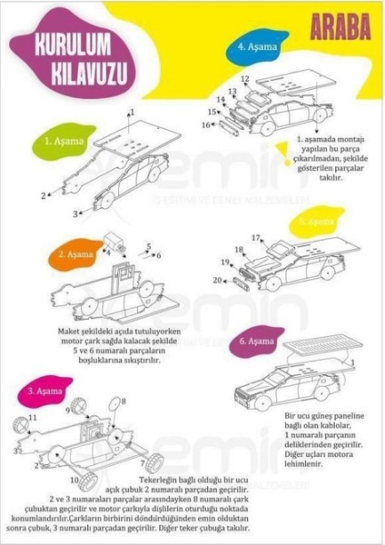 Güneş Enerjili Araba Yapım Seti - Deney Seti Solar Enerji Araba Car Kit fırsatları