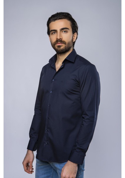 Slim Fit Uzun Kollu Erkek Gömlek 360-DB09