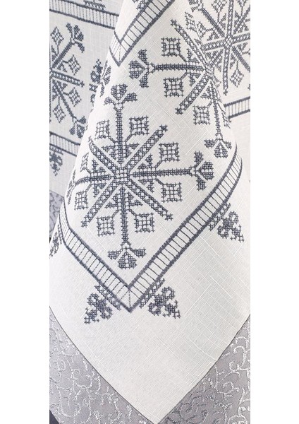 Kanaviçe Baskılı Sultan Masa Örtüsü Silver modelleri