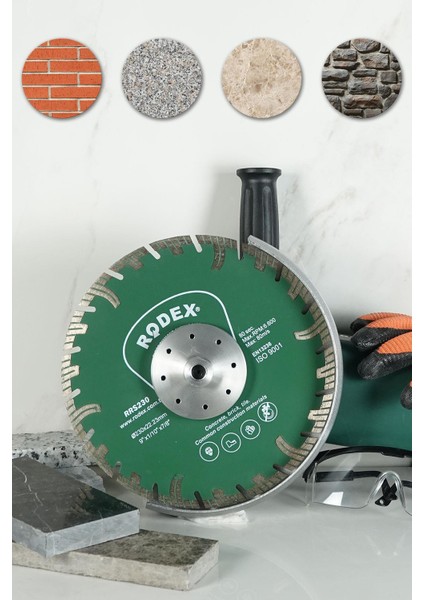 RRS230 Kanallı Turbo Elmas Kesme Diski Mermer, Tuğla, Granit, Taş 230mm