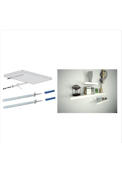 80x14 Mdf Parlak Beyaz 18MM Gizli Bağlantılı Duvar Rafı modelleri