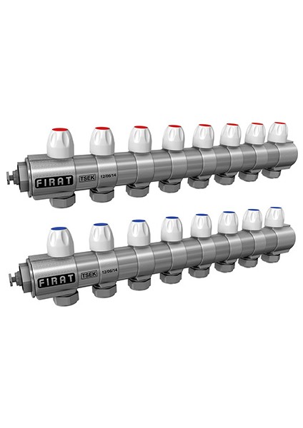 Mini Vanalı Kollektör Bir Ad.Mavi+Bir Ad.Kırmızı Takım.. 6 Çıkışlı..