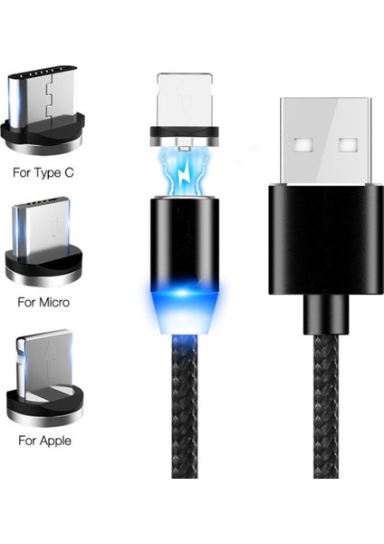 Iphone Şarj Kablosu Lightning Kablo Type-C Kablo Micro USB Kablo 3in1 Manyetik Kablo