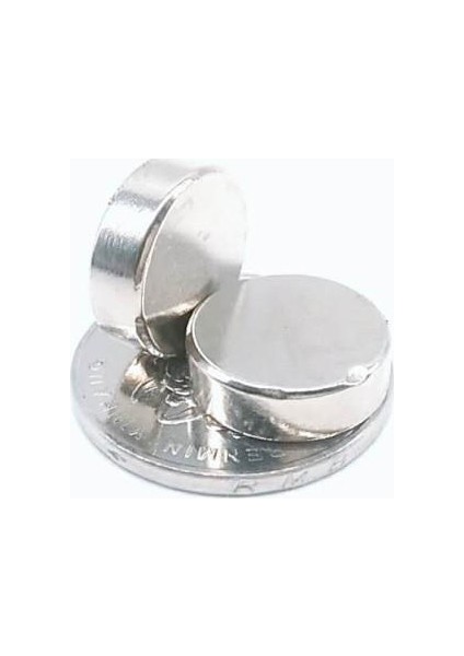5 Adet 15 x 5 mm Yuvarlak Güçlü Neodyum Mıknatıs Çap 15 mm Kalınlık 5 mm