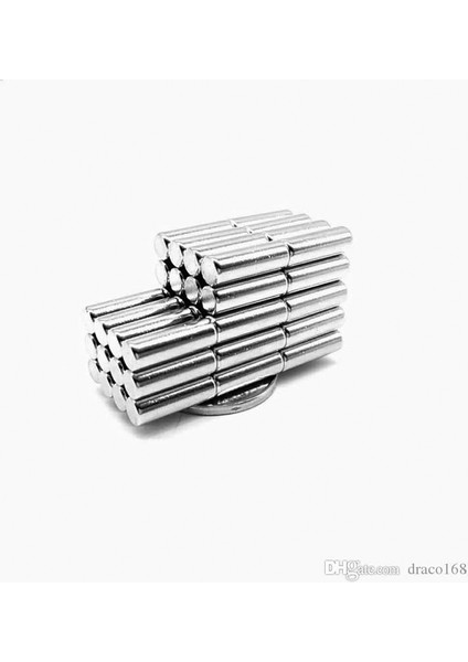 10 Adet 5 x 15 mm Yuvarlak Güçlü Neodyum Mıknatıs Çap 5 mm Kalınlık 15 mm