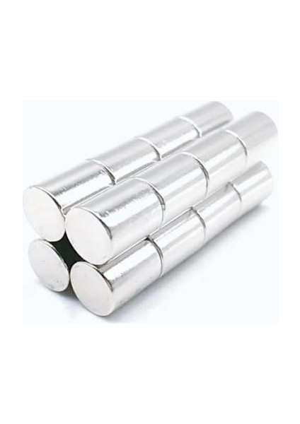 10 Adet 8 x 10 mm Yuvarlak Neodyum Mıknatıs Çap 8 mm Kalınlık 10 mm