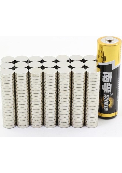 50 Adet 8 x 2 mm Yuvarlak Güçlü Neodyum Mıknatıs Çap 8 mm Kalınlık 2 mm