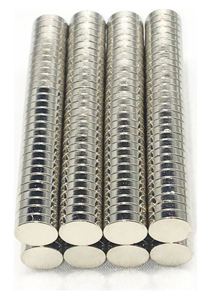 50 Adet 8 x 2 mm Yuvarlak Güçlü Neodyum Mıknatıs Çap 8 mm Kalınlık 2 mm