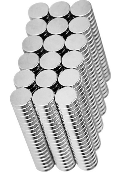 100 Adet 6 x 1,5 mm Yuvarlak Güçlü Neodyum Mıknatıs Çap 6 mm Kalınlık 1,5 mm