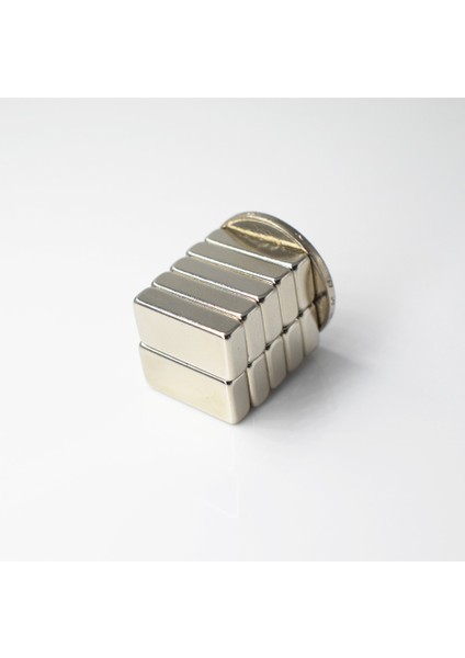 4 Adet 20 x 10 x 5 mm Dikdörtgen Neodyum Mıknatıs Boy 20 mm En 10 mm Kl. 5 mm