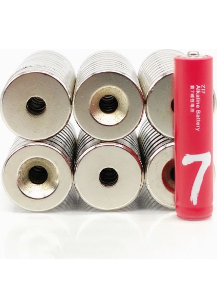 3 Adet 20 x 5 mm 10/5,5 mm Havşalı Delikli Neodyum Mıknatıs