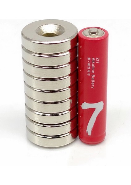 3 Adet 20 x 5 mm 10/5,5 mm Havşalı Delikli Neodyum Mıknatıs