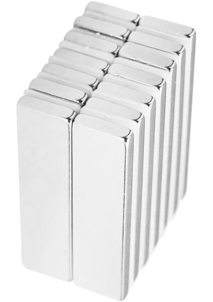 3 Adet 40 x 10 x 3 mm Dikdörtgen Neodyum Mıknatıs Boy 40 mm En 10 mm Kl. 3 mm