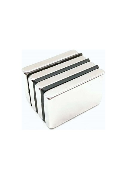 2 Adet 40 x 25 x 5 mm Dikdörtgen Neodyum Mıknatıs Boy 40 mm En 25 mm Kl. 5 mm