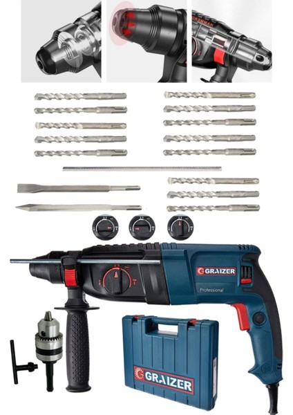 Sca 3000 W Kırıcı Delici Hilti Matkap Metal Şanzumanlı ++ 15 Adet Uç ++Yedek Mandren