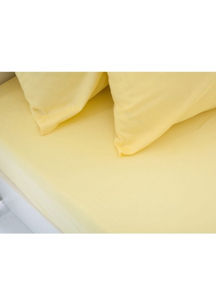 Ranforce Kumaş Lastikli Ara Ölçü Çarşaf Takımı 120x200 Sarı