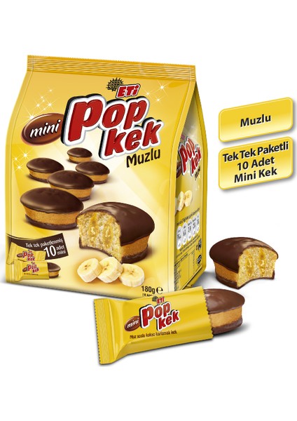 Popkek Mini Muzlu Kek 180 g x 10 Adet