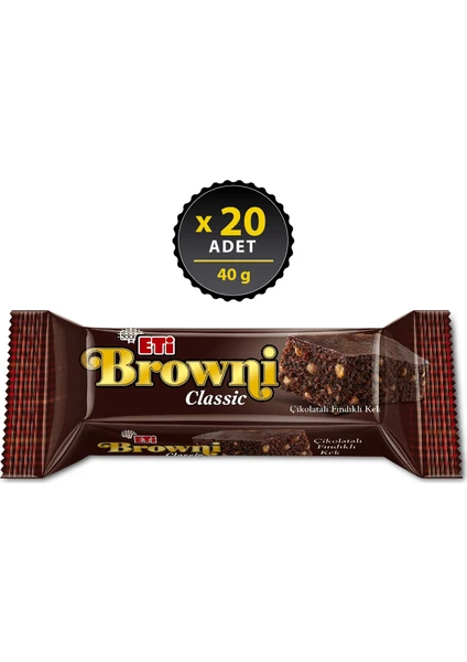 Browni Classic Çikolatalı Fındıklı Kek 40 g x 20 Adet