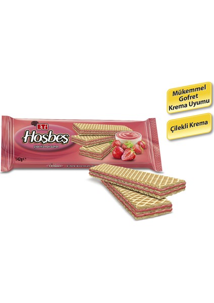 Hoşbeş Çilek Kremalı Gofret 142 g x 20 Adet