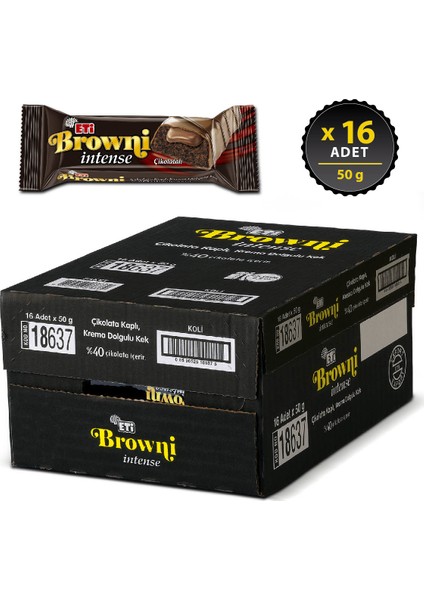 browni intense çikolatali kek 50 g x 16 adet