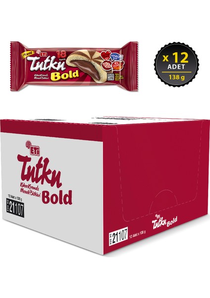 Tutku Bold Kakao Kremali Mozaik Bisküvi 138 g x 12 Adet