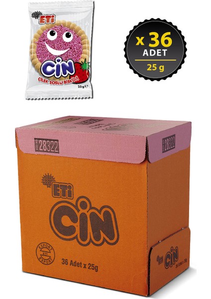 Cin Çilekli Bisküvi 25 g x 36 Adet