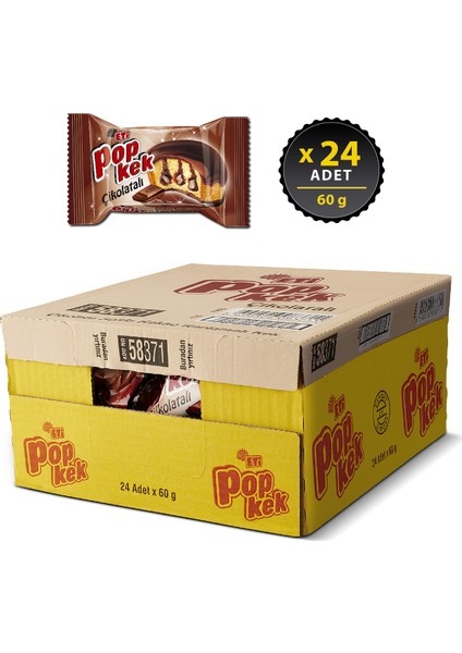 Popkek Çikolatalı Kek 60 g x 24 Adet