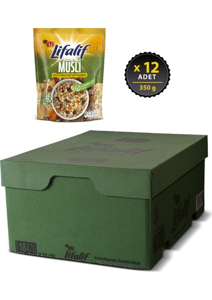 Lifalif Kuru Meyveli ve Fındıklı Müsli 350 g x 12 Adet