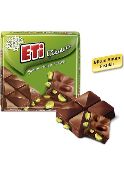 Antep Fıstıklı Kare Çikolata 60 g x 6 Adet