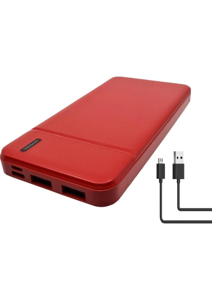 M35 10.000mAh Powerbank-Kırmızı DCA0032-R + Dexim 1m Micro USB Kablo