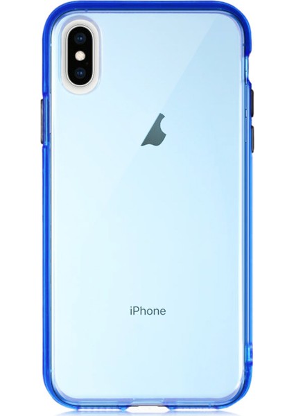 Apple iPhone Xs Max Kılıf Renkli Şeffaf Kapak - Mavi
