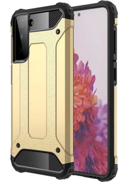 Samsung Galaxy S21 Plus Kapak Çift Katmanlı Zırh Tank Kılıf - Gold