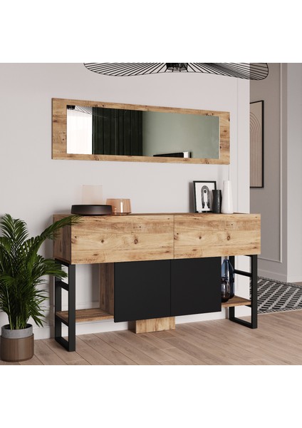 ML26 Iron Metal Aynalı Konsol 4 Kapaklı