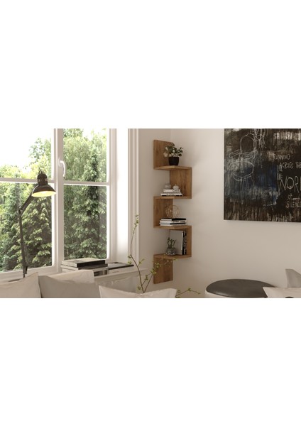 Shelf R9 Köşe Duvar Rafı Modern Kitaplık Atlantik Çam fiyatları