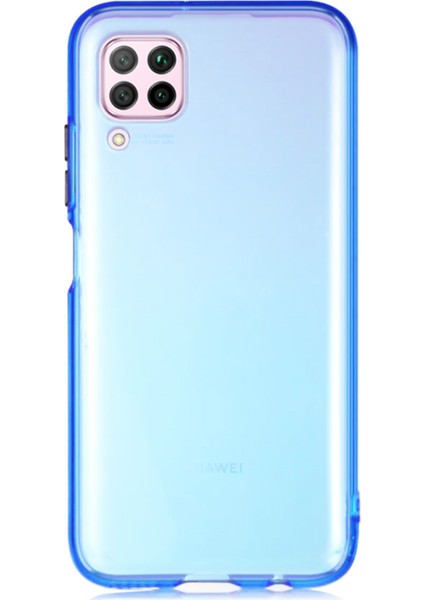 Huawei P40 Lite Kılıf Renkli Şeffaf Kapak - Mavi