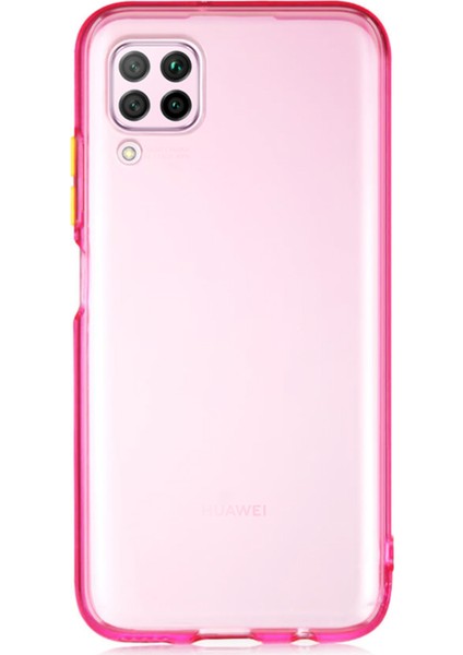 Huawei P40 Lite Kılıf Renkli Şeffaf Kapak - Pembe