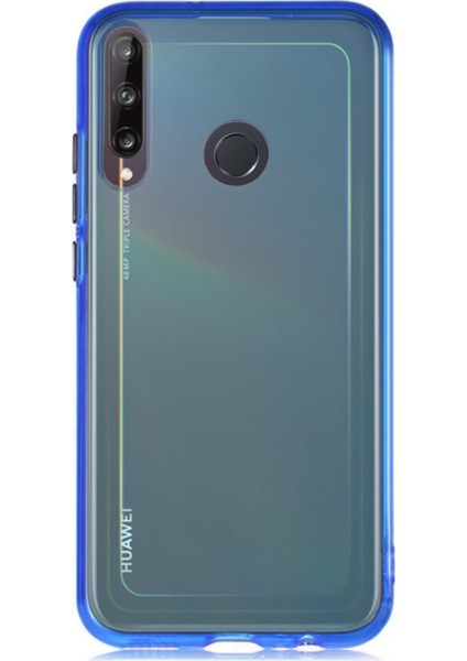 Huawei P40 Lite E Kılıf Renkli Şeffaf Kapak - Mavi