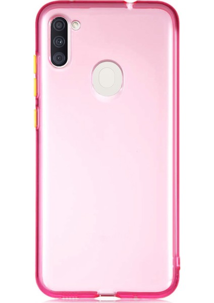 Samsung Galaxy A11 Kılıf Renkli Şeffaf Kapak - Pembe