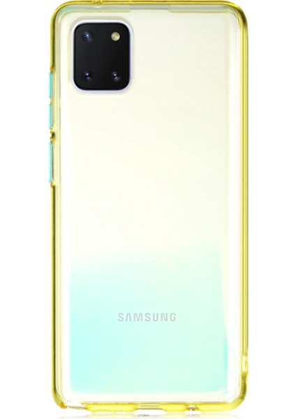 Samsung Galaxy A81 Kılıf Renkli Şeffaf Kapak - Sarı