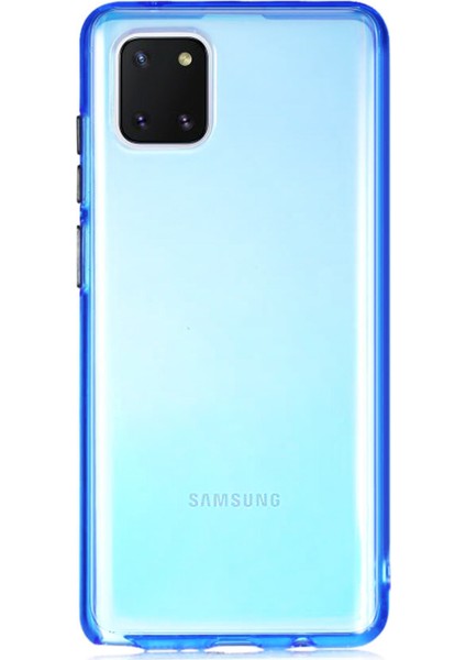 Samsung Galaxy A81 Kılıf Renkli Şeffaf Kapak - Mavi