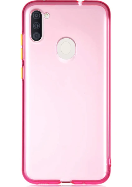 Samsung Galaxy M11 Kılıf Renkli Şeffaf Kapak - Pembe