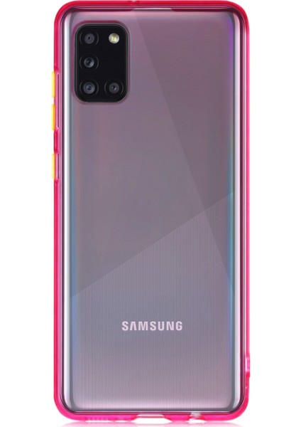 Samsung Galaxy M31 Kılıf Renkli Şeffaf Kapak - Pembe