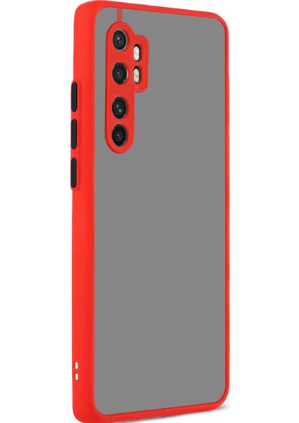 Xiaomi Redmi Note 10 Lite Kılıf Kamera Korumalı Slikon Kenarlı Renkli Düğmeli Mat Arka Kapak - Kırmızı